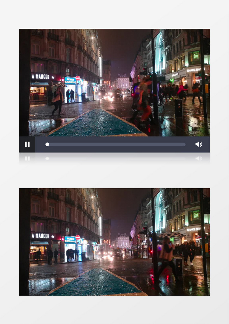 雨中的街道行人慢行实拍视频素材