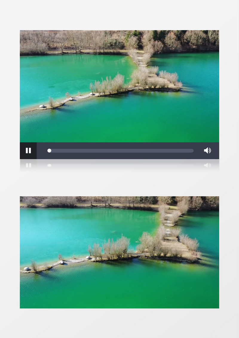航拍碧绿的湖水中的小路实拍视频素材