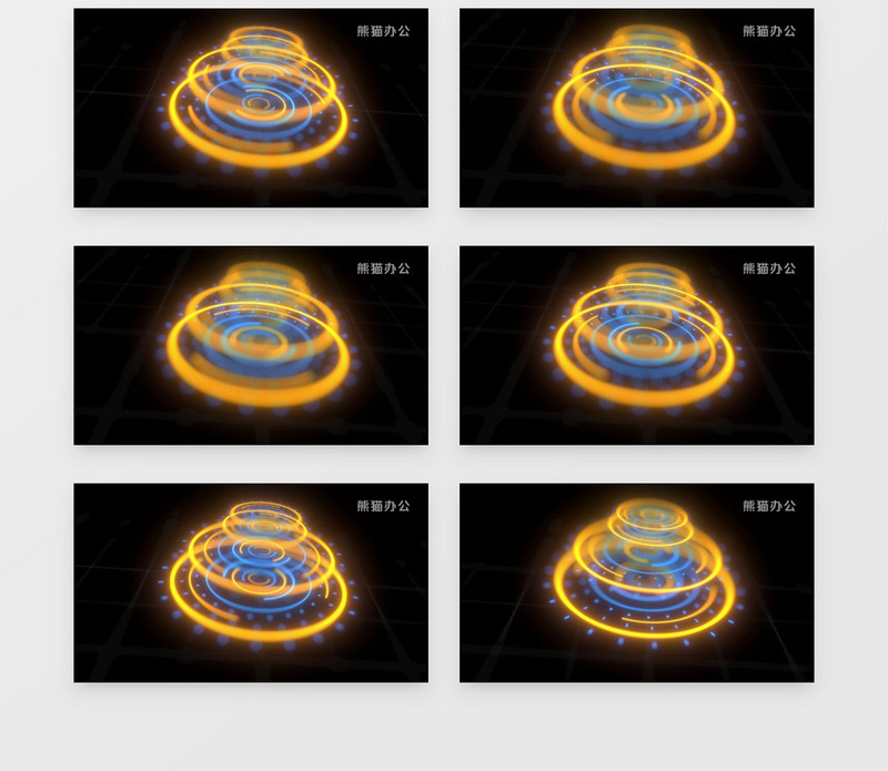 旋转的黄色科技光环视频素材