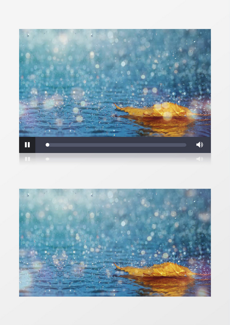 秋天金黄落叶唯美浪漫雨天背景视频
