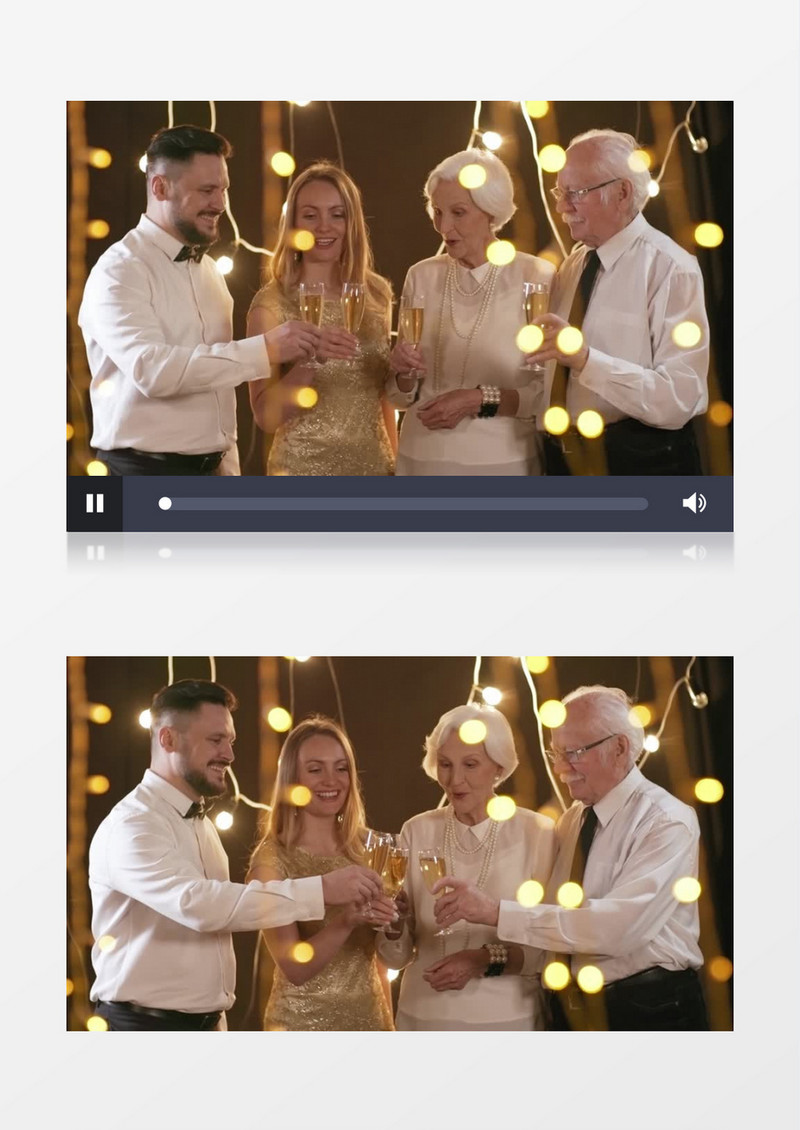 一家人举起香槟碰杯实拍视频素材