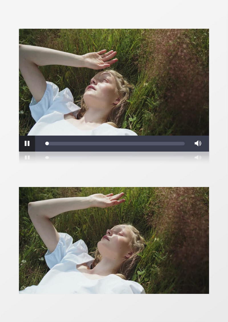 白裙女人躺在草丛中沐浴阳光实拍视频素材