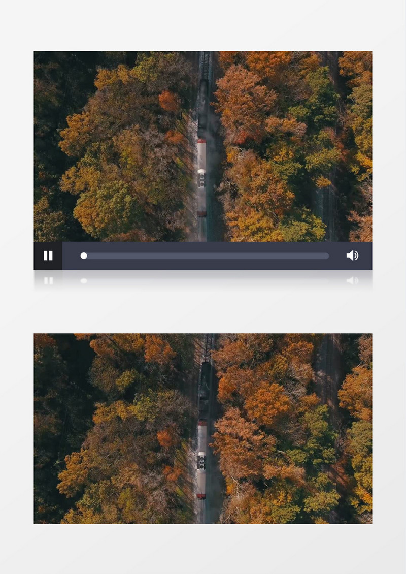 航拍火车穿过森林实拍视频