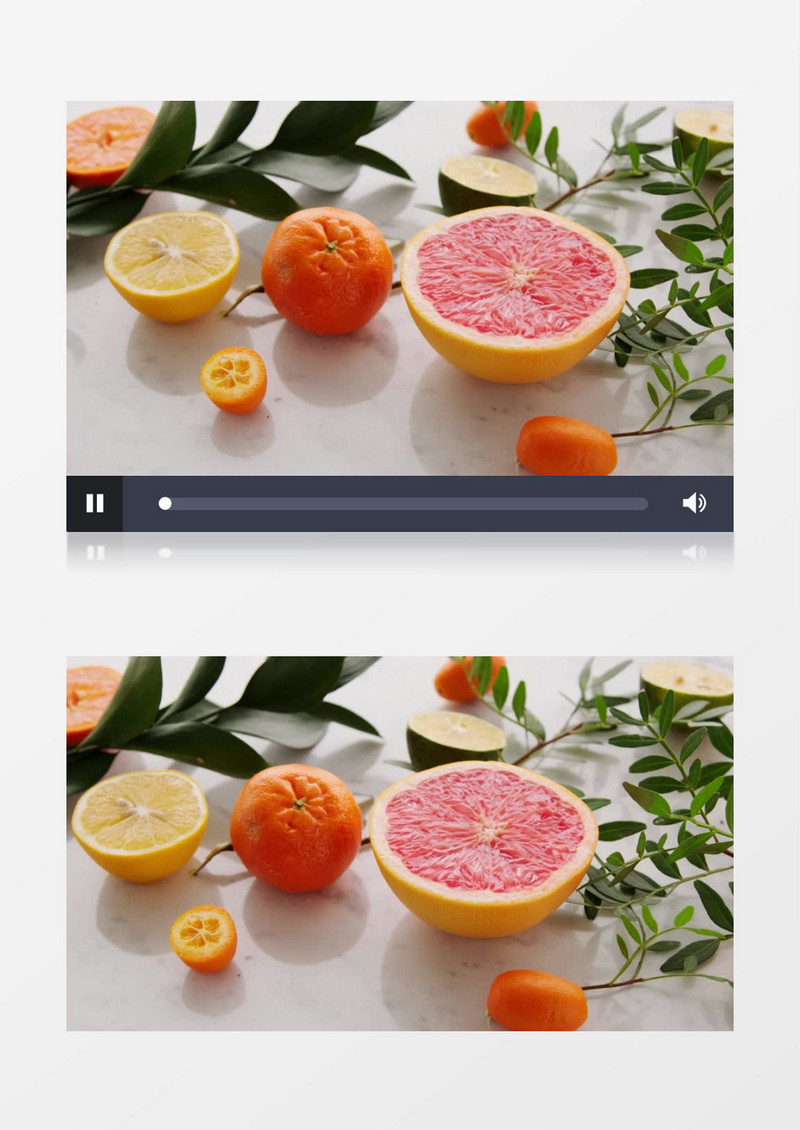 运动镜头拍摄桌面上的橘子西柚实拍视频