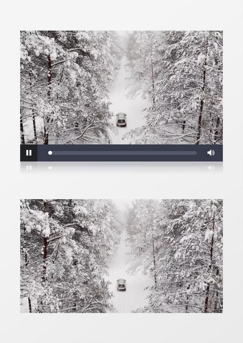 在雪林中行驶的汽车实拍视频素材