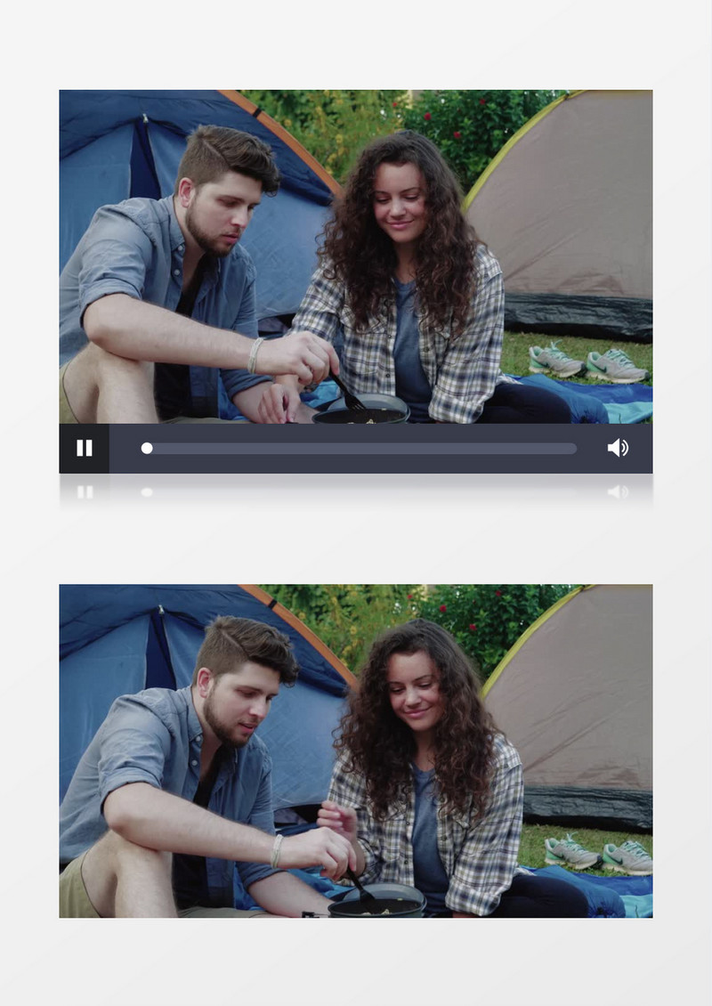 一对情侣在郊外露营野餐实拍视频素材