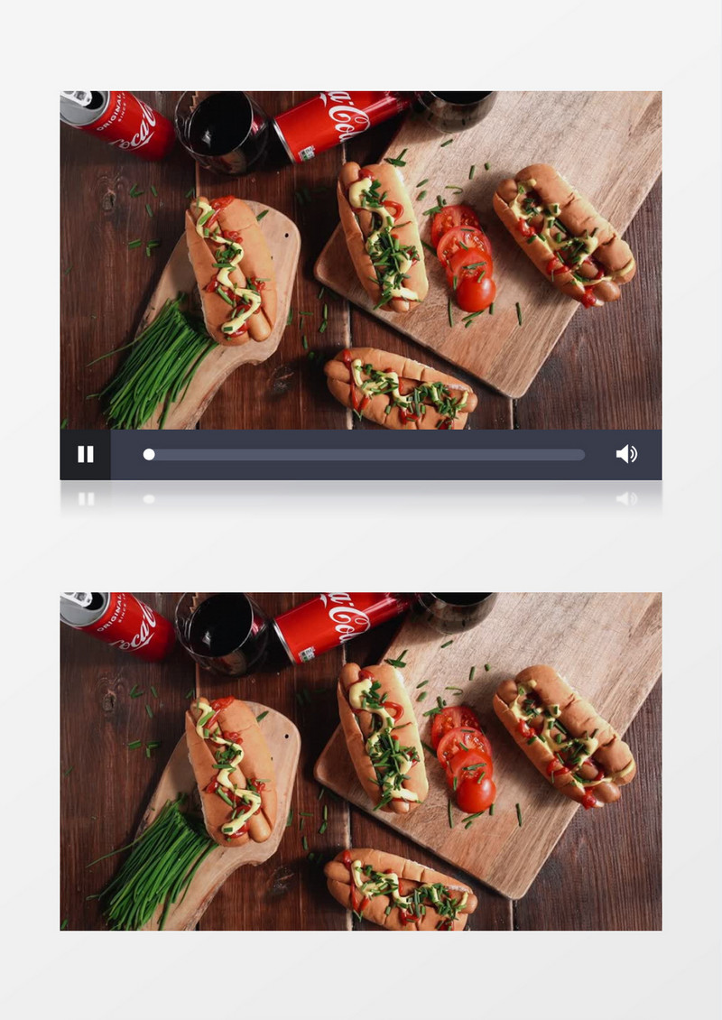 桌面上的四个热狗被拿走了三个实拍视频素材