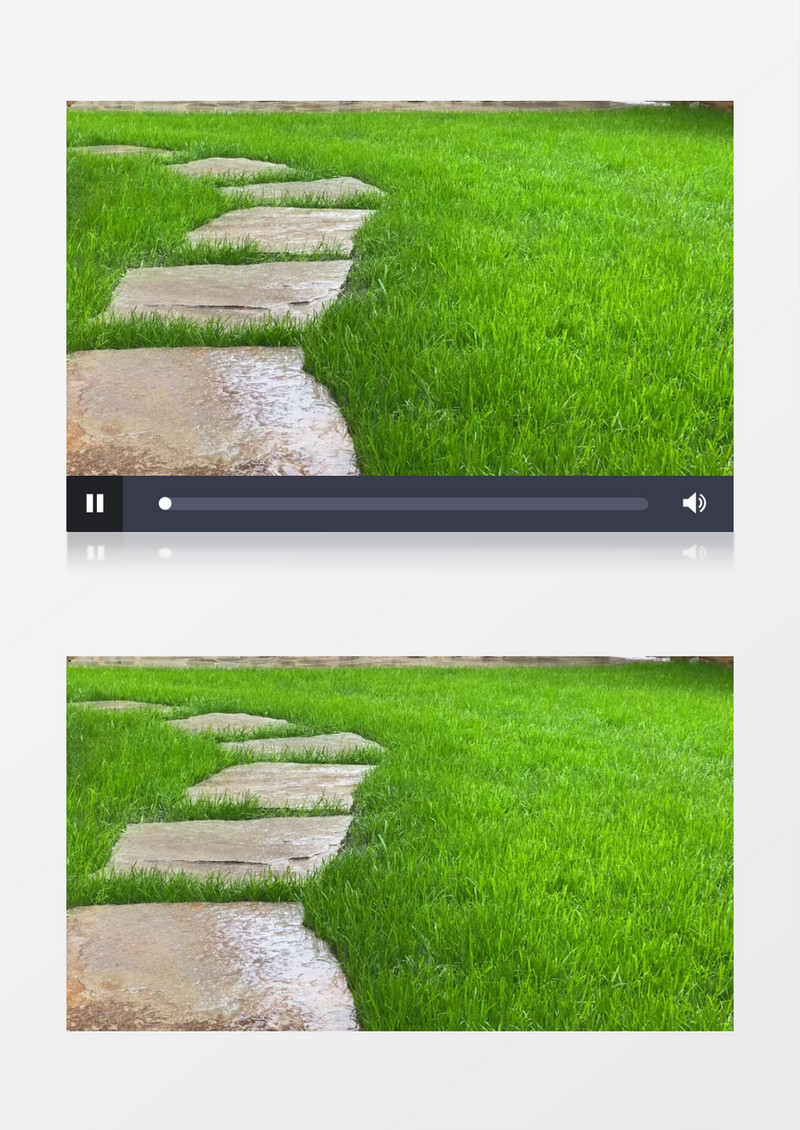 小雨淅淅沥沥的落在公园的石板路上实拍视频素材
