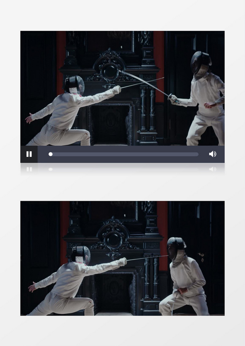 两个人在做击剑运动练习实拍视频素材