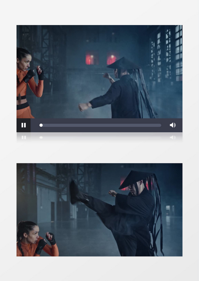 训练馆一男一女在训练拳击实拍视频