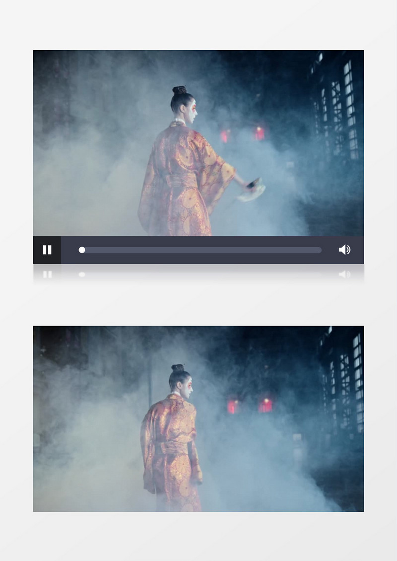 武侠烟雾中女子在练剑实拍视频