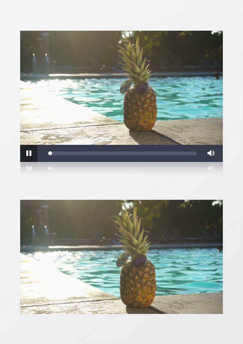 泳池边摆放的菠萝实拍视频素材