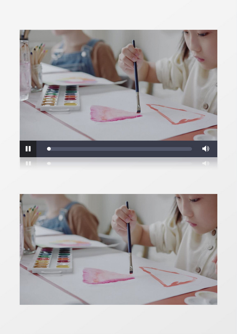 小女孩在画水粉画实拍视频素材