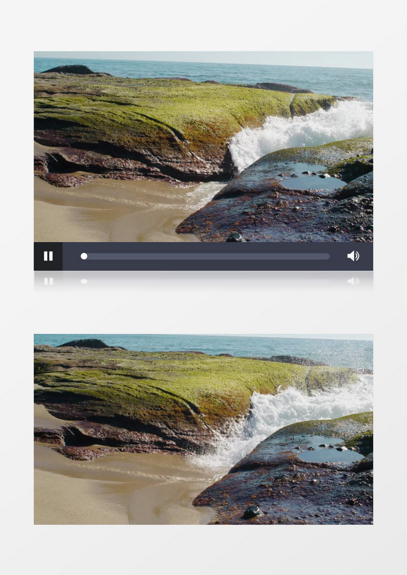 海边蓬勃而出的海水拍打着沙滩实拍视频素材