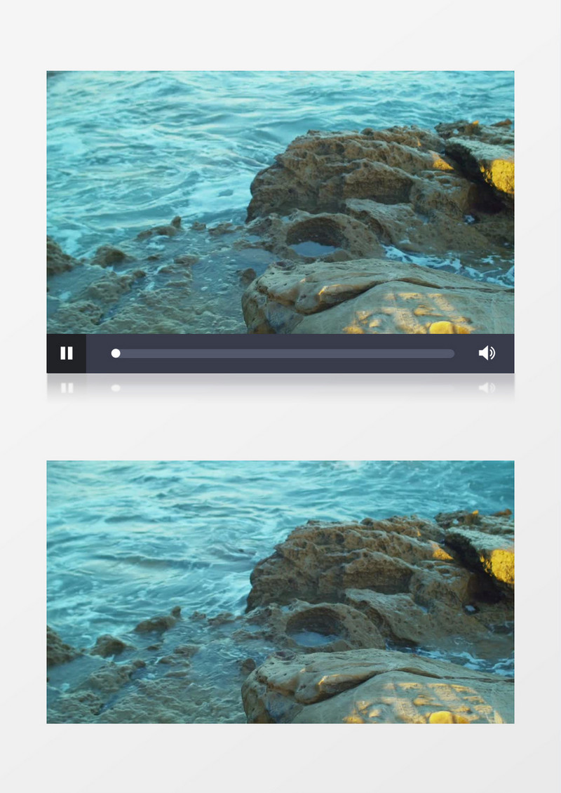 海浪冲刷着岸边的礁石实拍视频素材