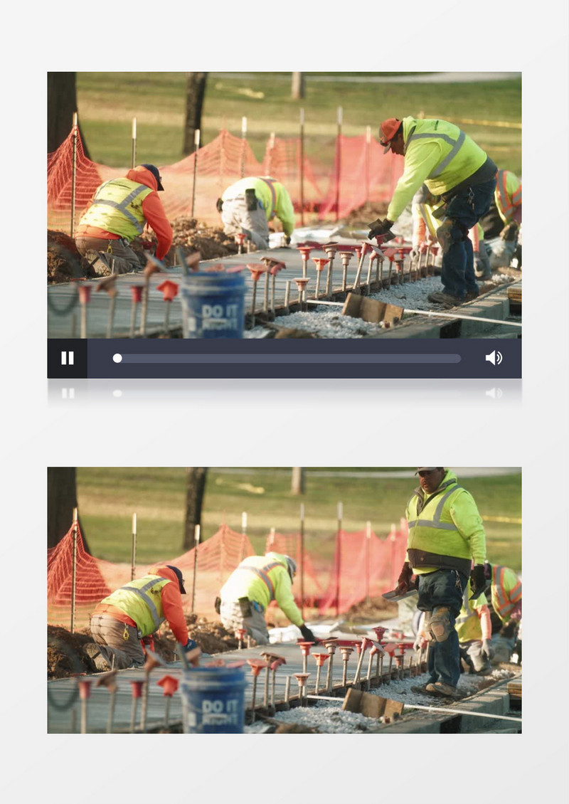 高清实拍建筑工人在修路实拍视频素材
