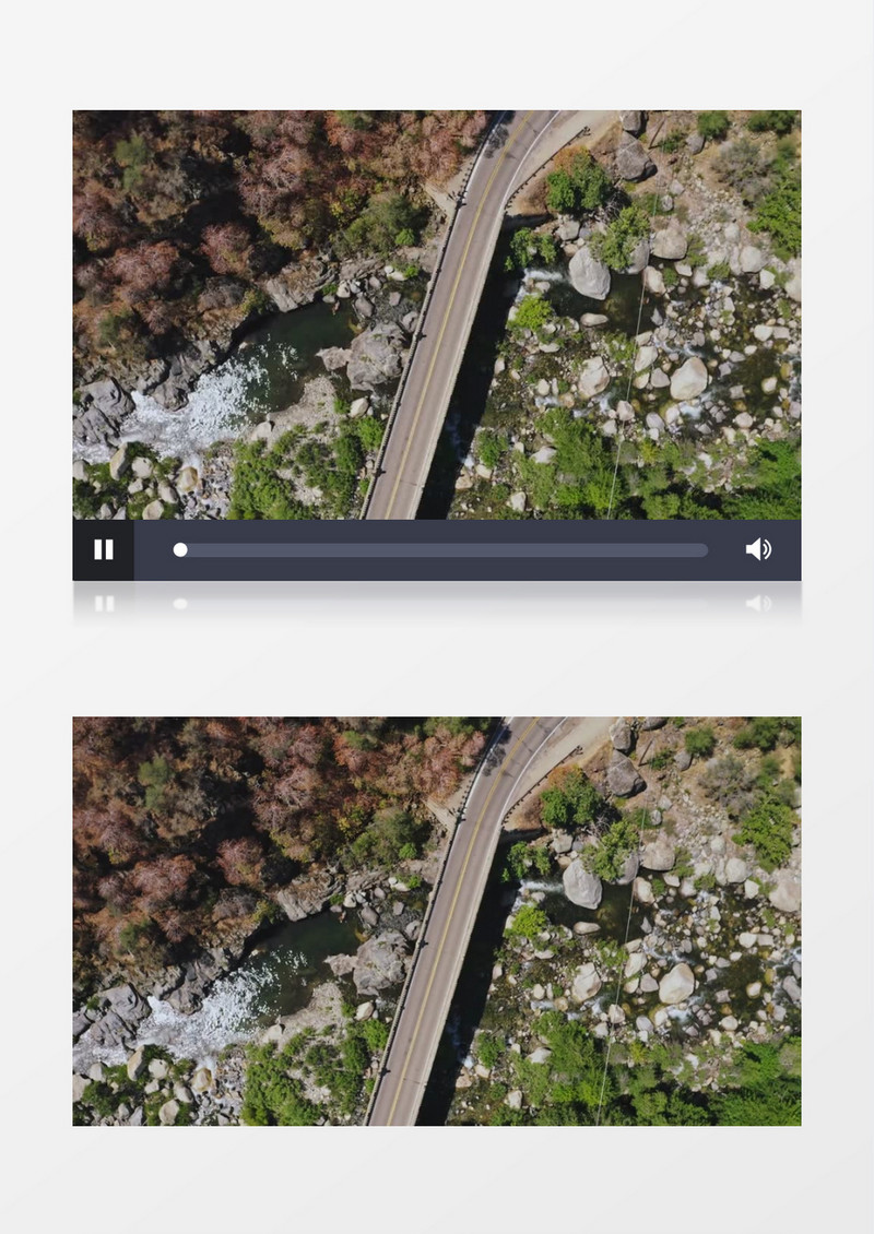 俯拍山涧的公路及周边景象实拍视频素材