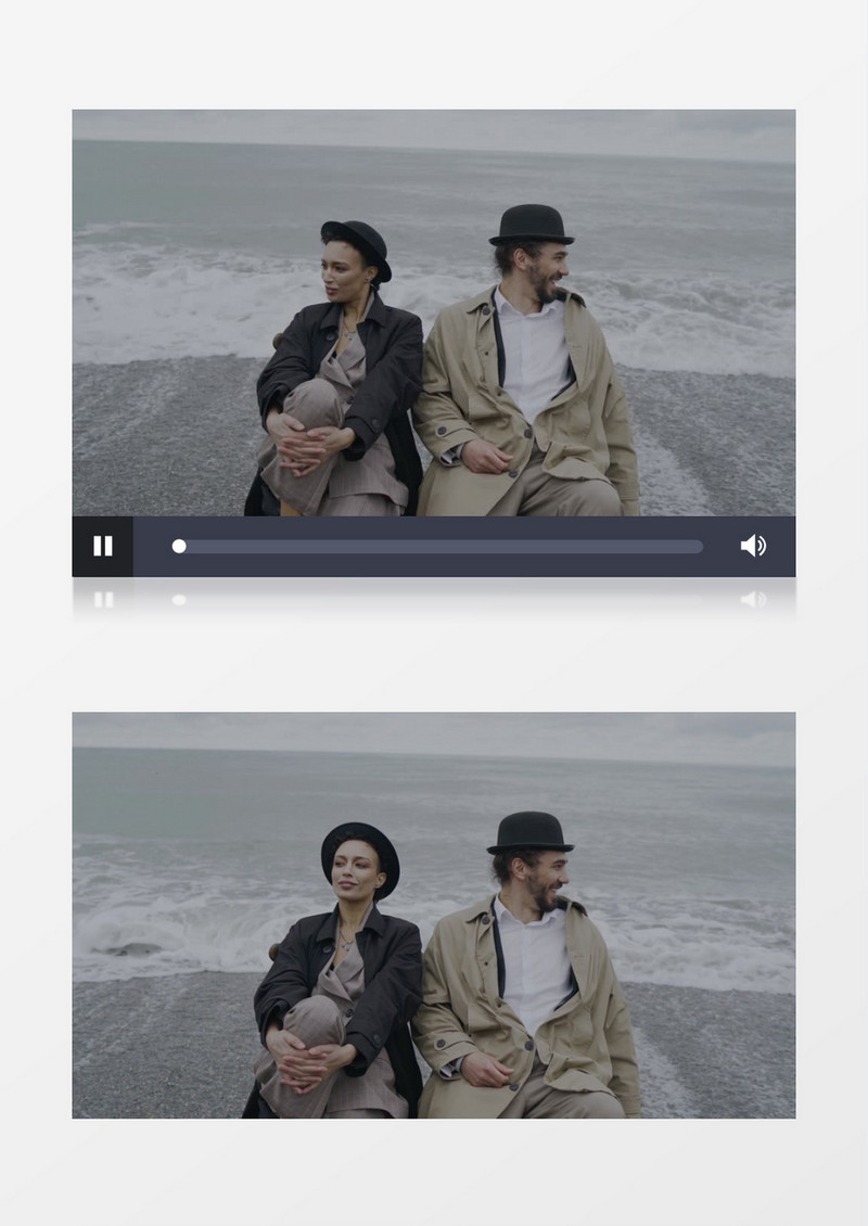 一对情侣在海边悠闲的看海实拍视频素材