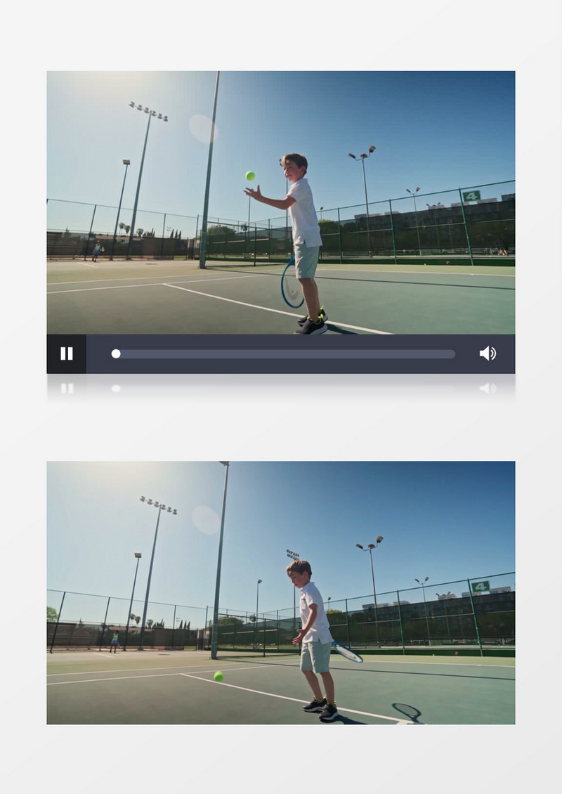 小男孩在拿着网球练习实拍视频素材
