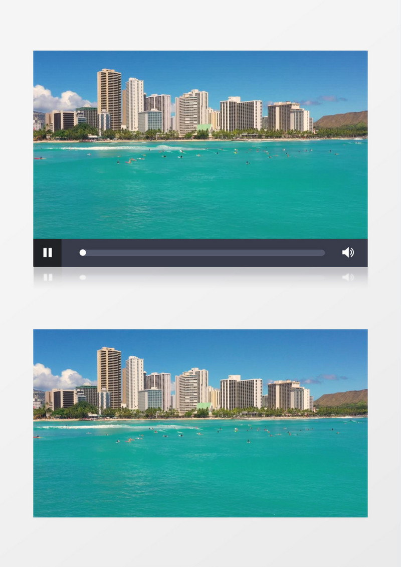 高清实拍海边的景色和冲浪爱好者们实拍视频素材