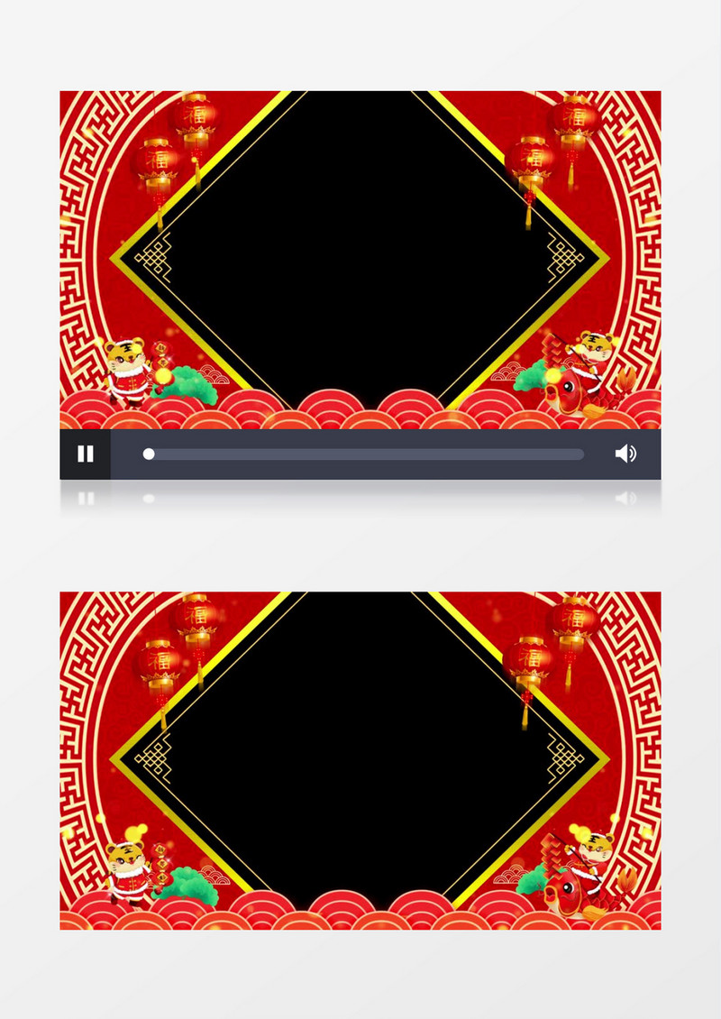 虎年喜庆祝福拜年边框AE模板