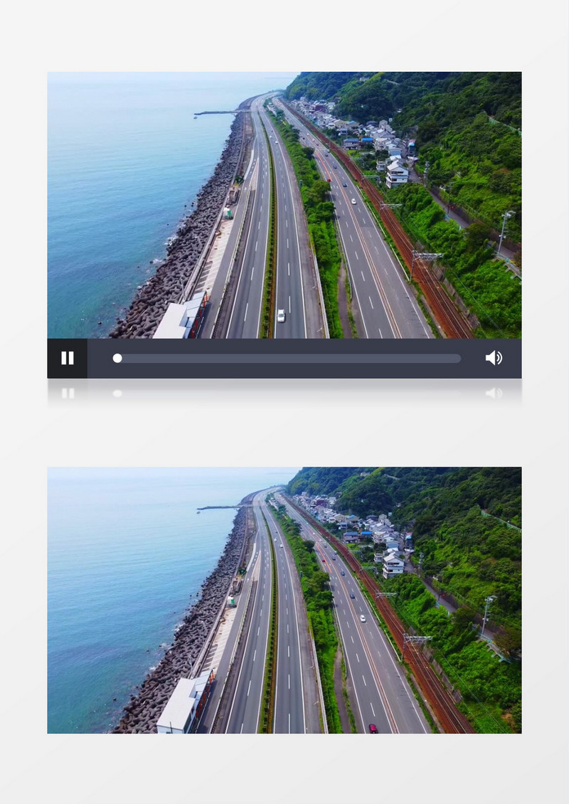 大海一侧的道路交通状况实拍视频素材