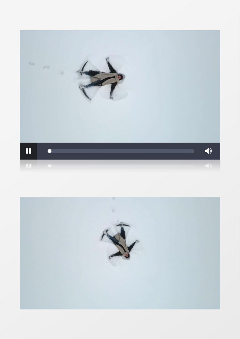 一个人躺在雪地上画图实拍视频素材