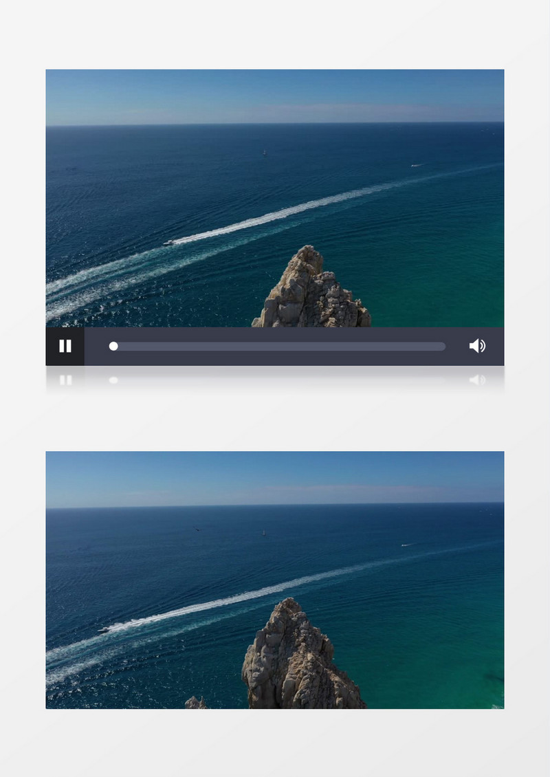 海水中嶙峋的礁石和行驶的游艇实拍视频素材