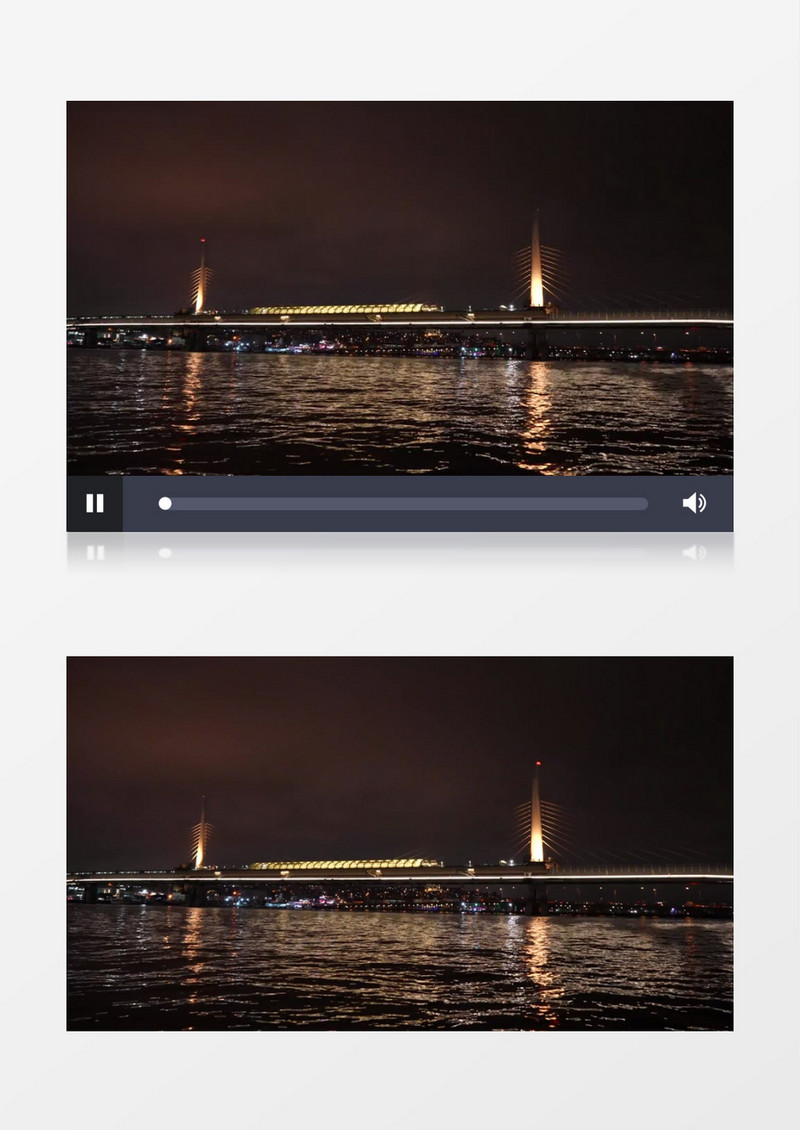 夜晚城市中的河岸景观实拍视频素材