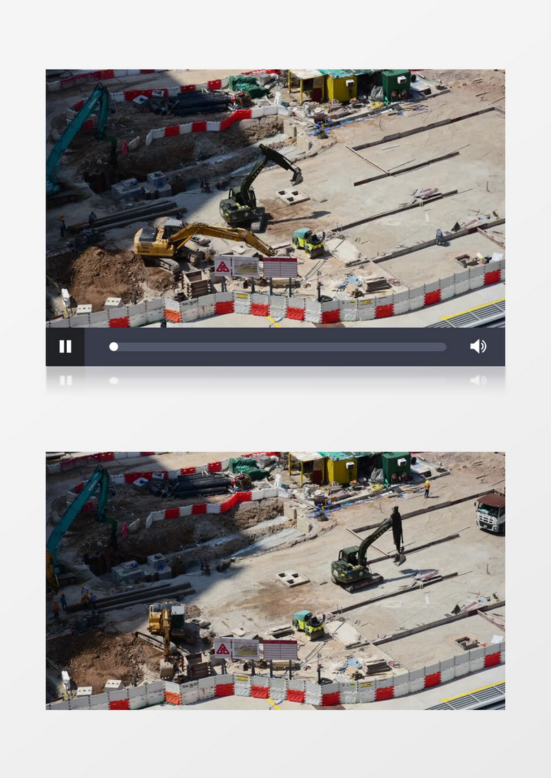 延时拍摄建筑工地繁忙的挖掘机实拍视频素材