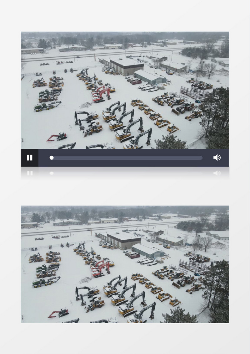 大雪覆盖工程车停车场实拍视频素材