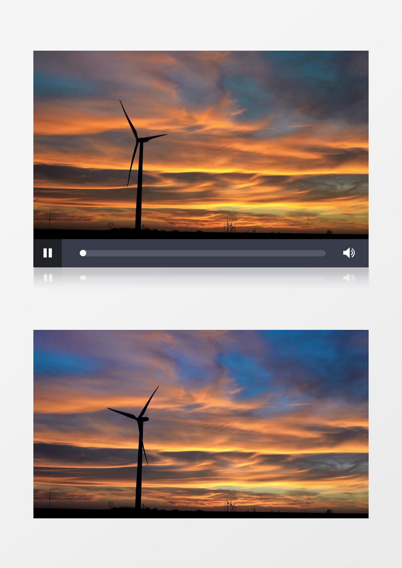 夕阳下风车在快速转动实拍视频素材