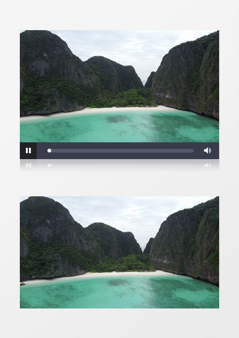 实拍巍峨的大山和山下碧绿的湖泊实拍视频素材