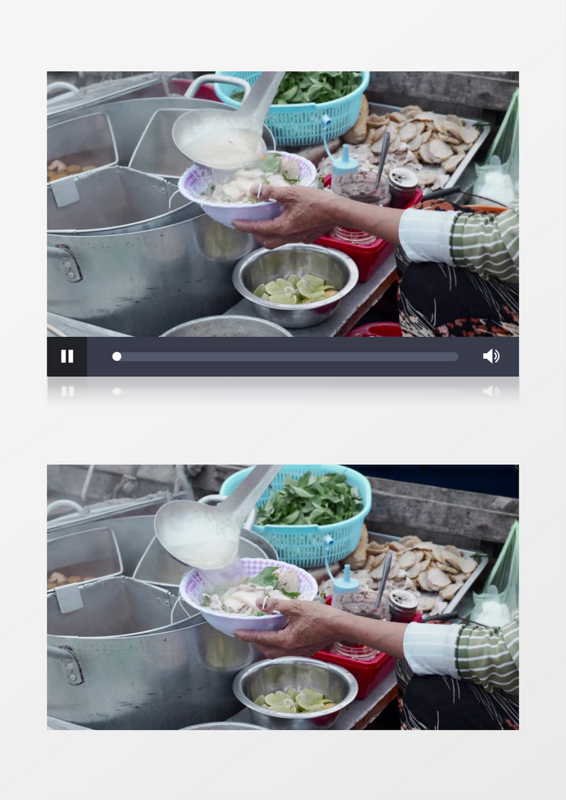 摊主在给米线调味实拍视频素材