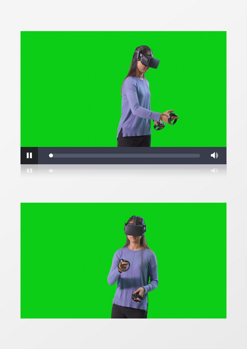 女人在体验VR游戏机实拍视频素材