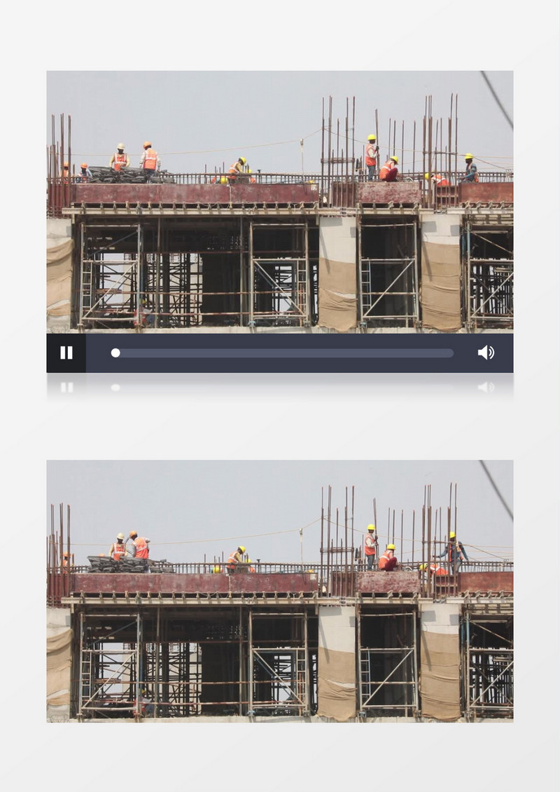 建筑工人正在忙碌建造房屋实拍视频素材