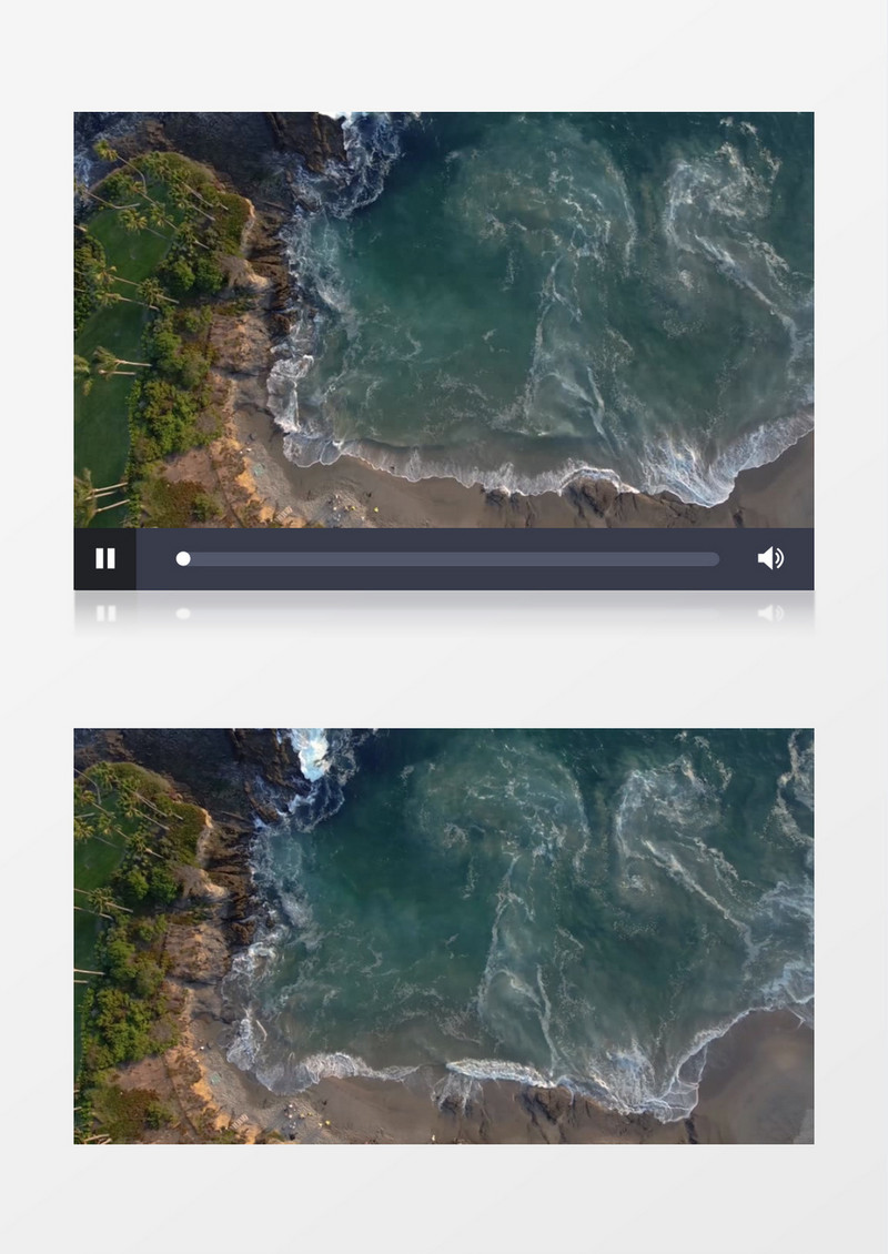 航拍海边汹涌的浪花涌到岸边实拍视频素材