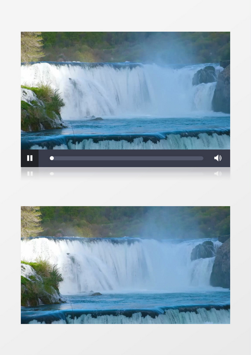 断崖上喷泄而下的河水行成瀑布实拍视频素材