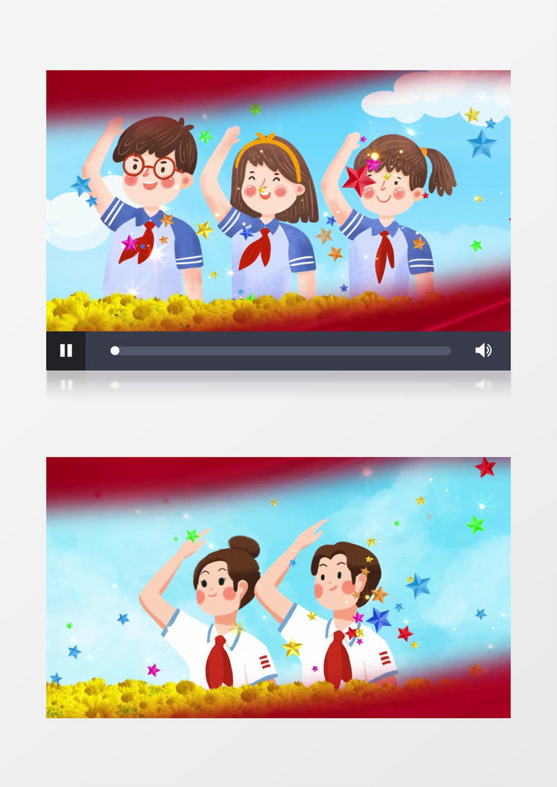 红领巾飘起来儿童歌曲配乐AE模板