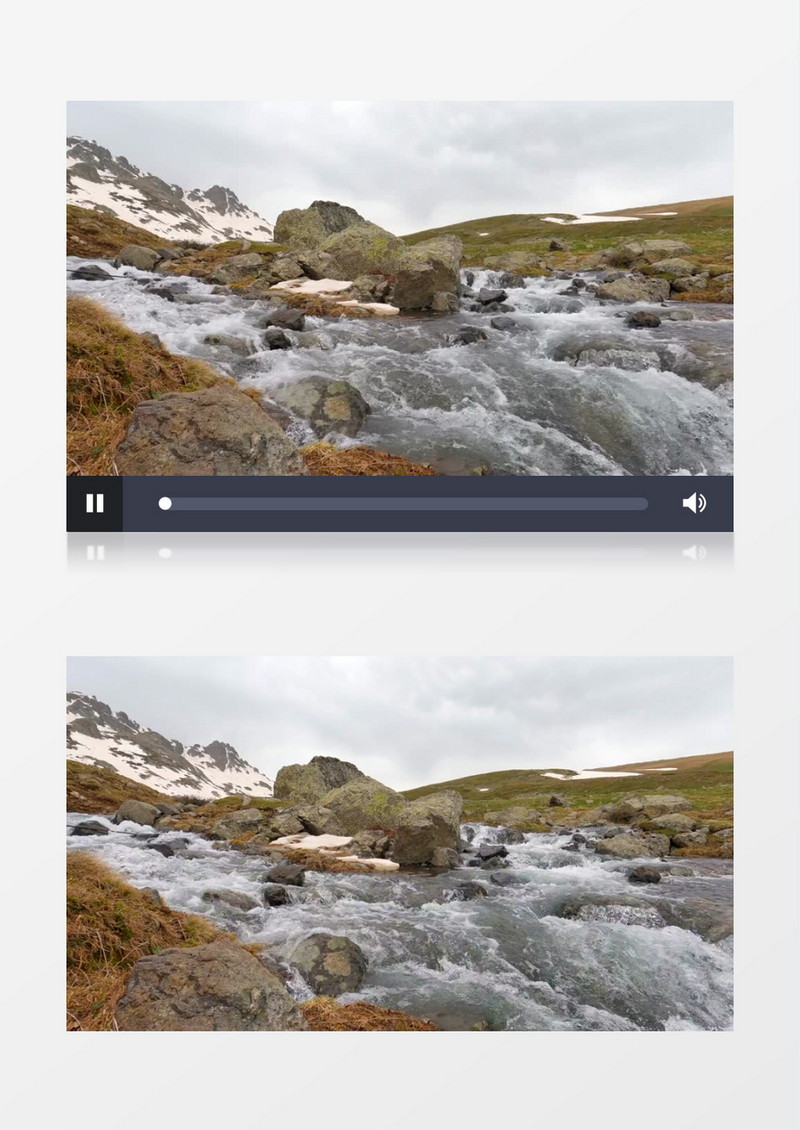 山脚下的溪水潺潺流动实拍视频素材