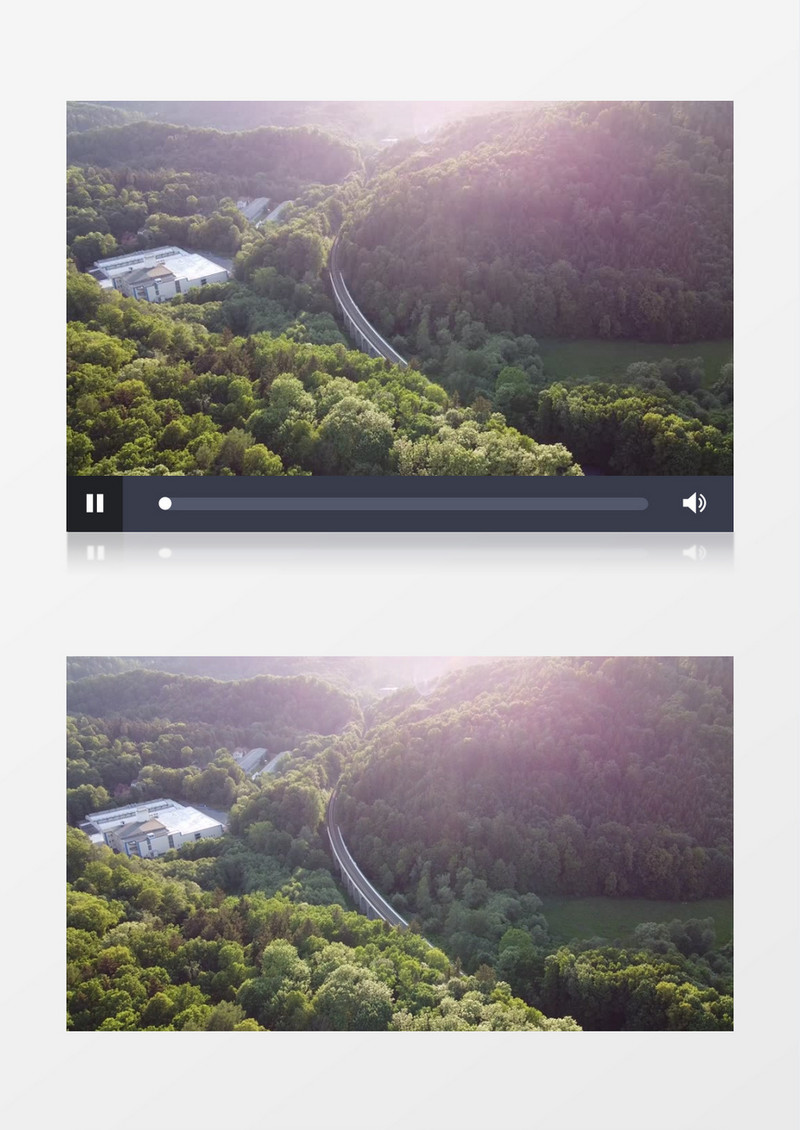 航拍屹立在山林中的道路实拍视频素材