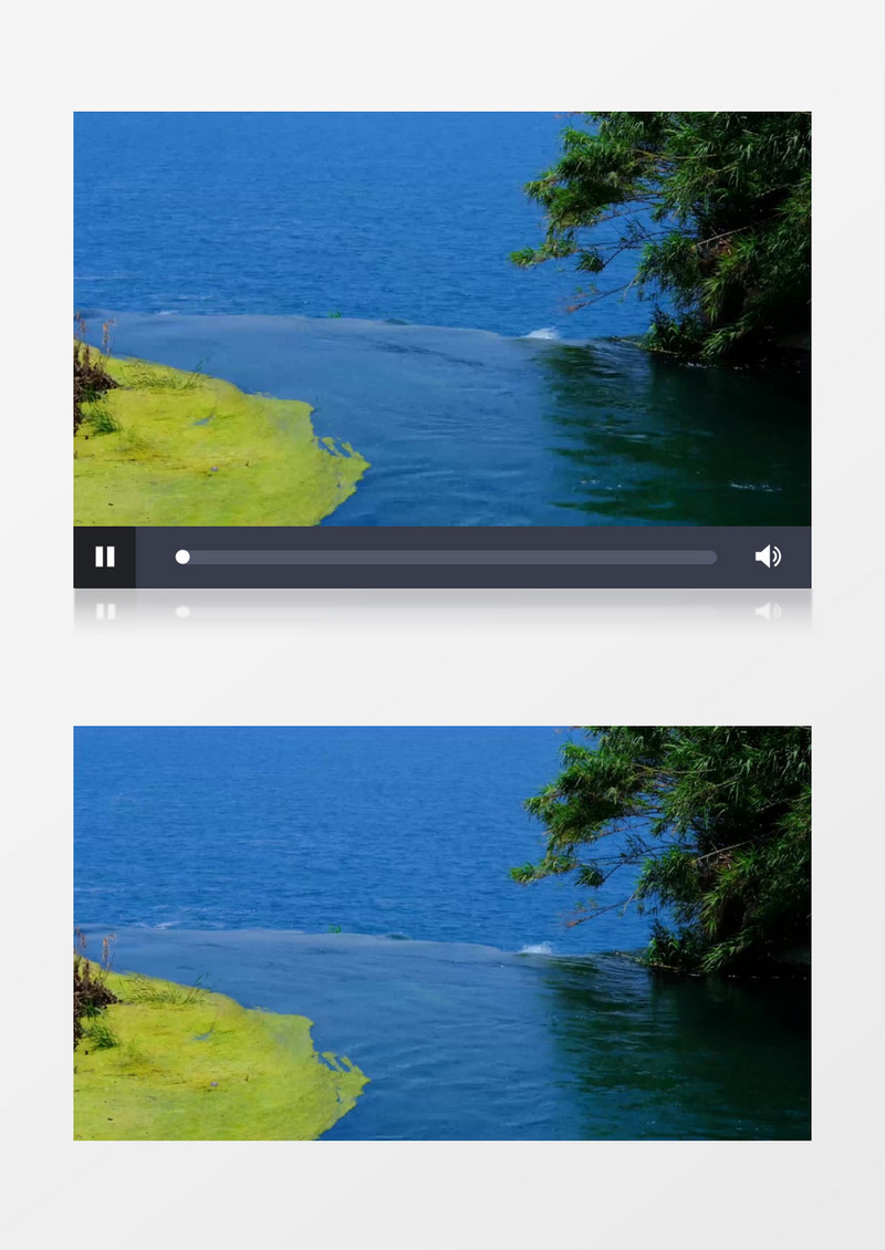 河水缓缓流淌注入大海实拍视频素材