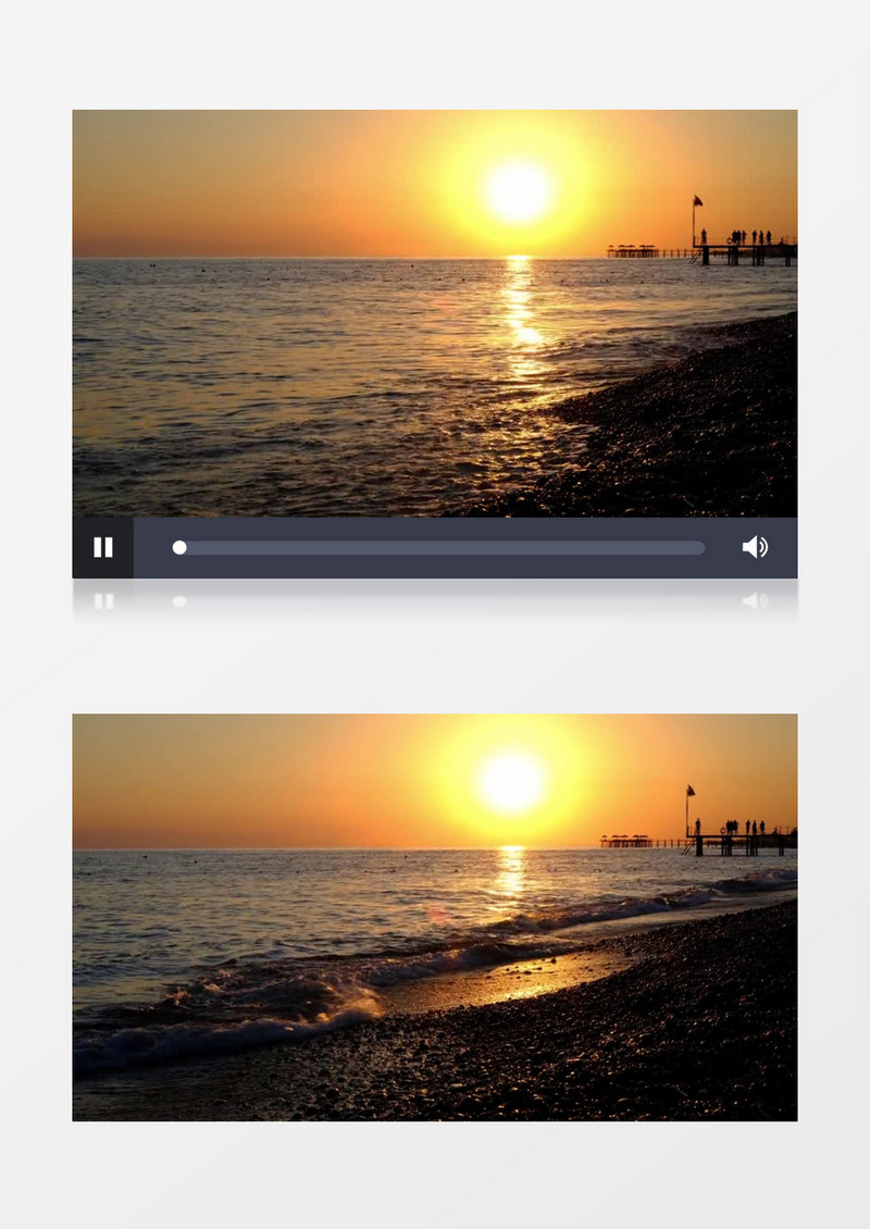 夕阳下的不断汹涌的海水实拍视频素材