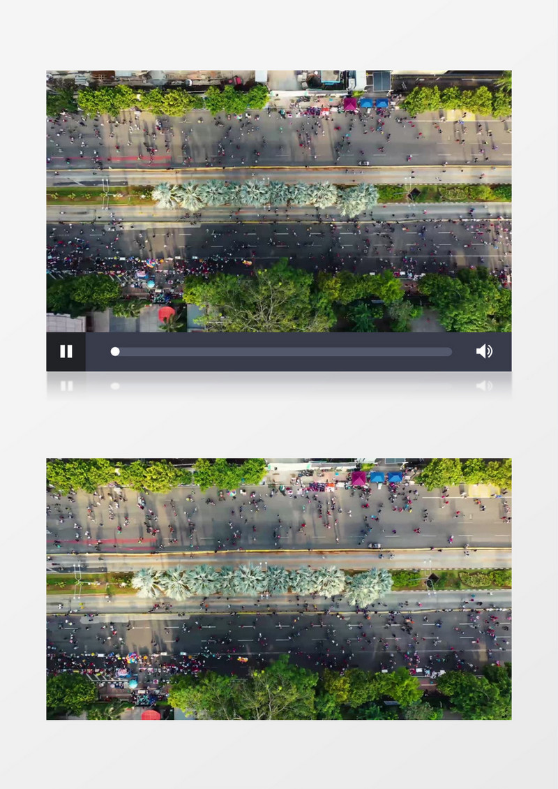 航拍在公路上行走的人群实拍视频素材