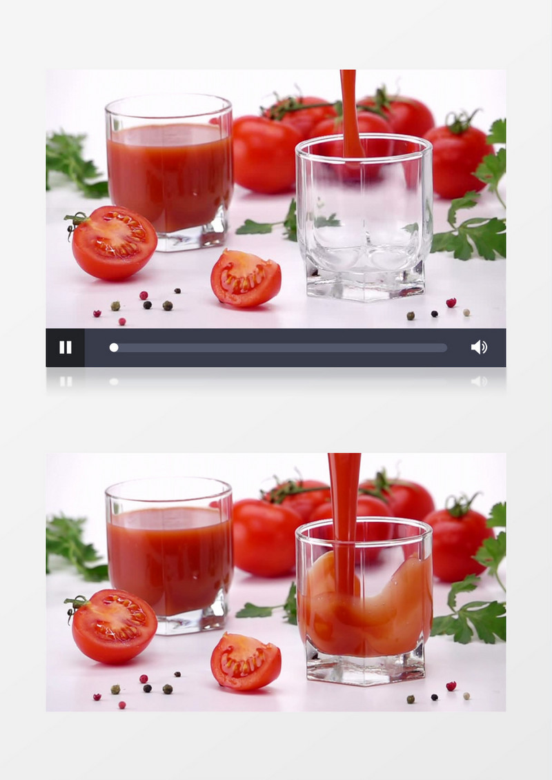 在玻璃杯中倒入番茄汁实拍视频素材