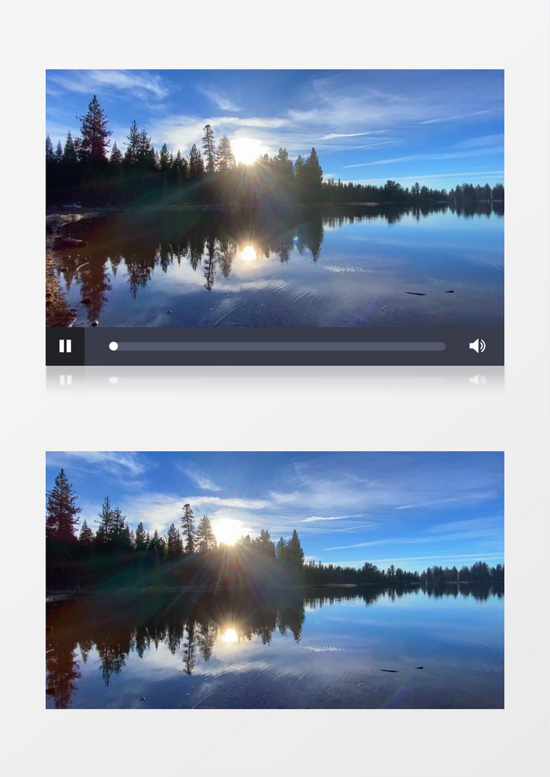 清晨的阳光照射在平静的湖面上实拍视频素材
