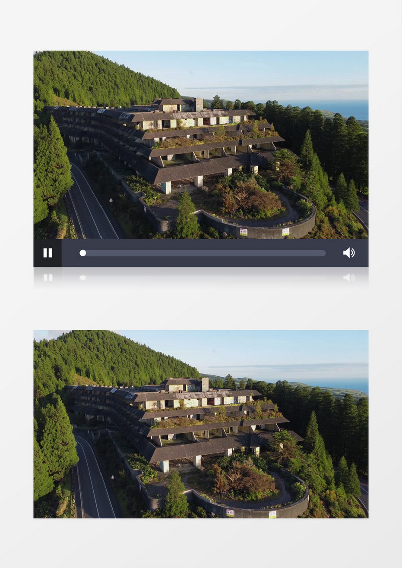 茂盛的山林中间有一处建筑实拍视频素材