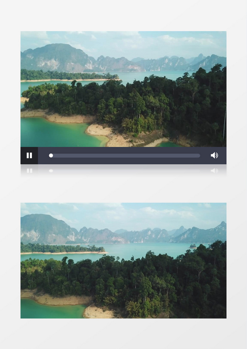 湖水周边的山川和植被景象实拍视频素材