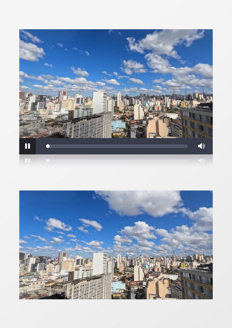 延时拍摄蓝天白云下的城市建筑实拍视频素材