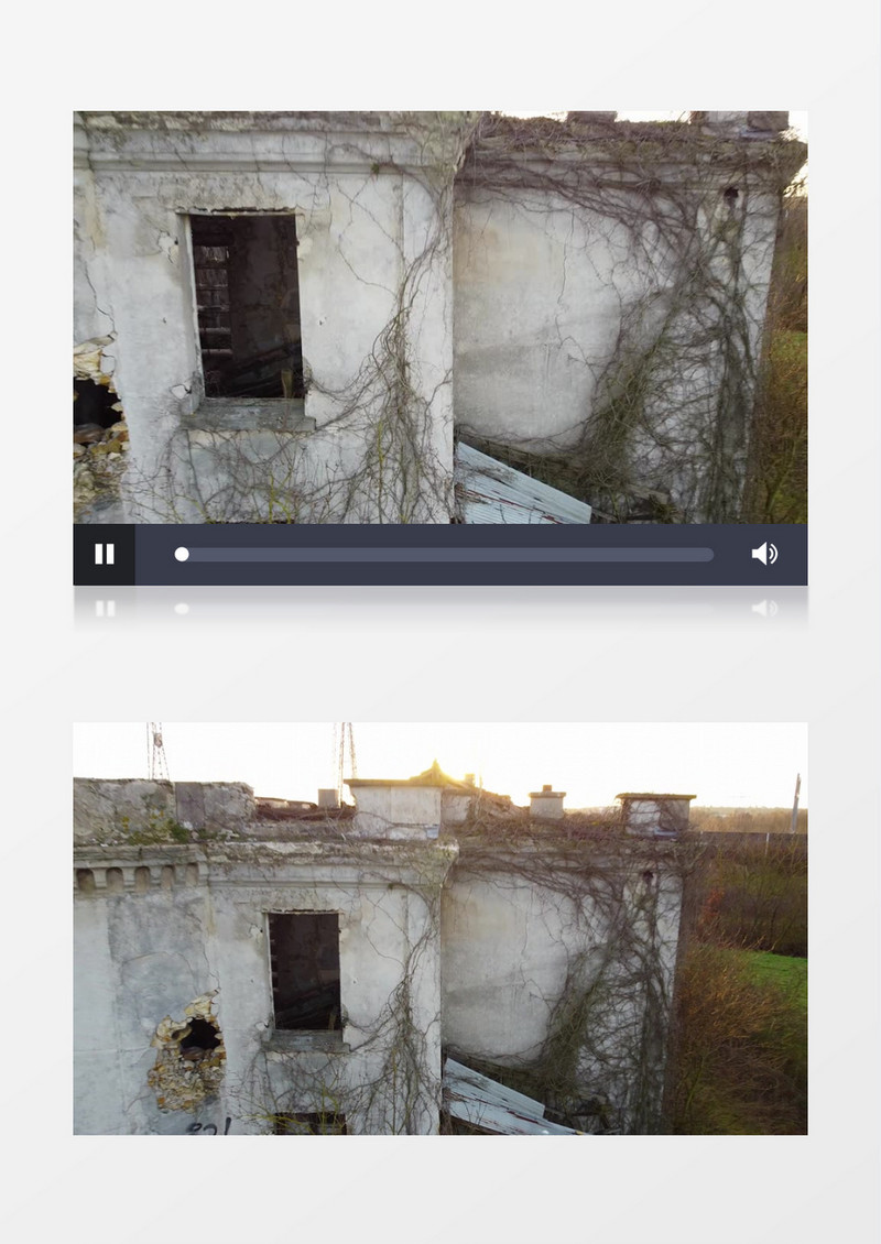 郊外斑驳废弃的古建筑实拍视频素材